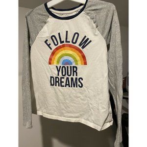 Lands End Follow Your Dream Rainbow LS Shirt EUC L